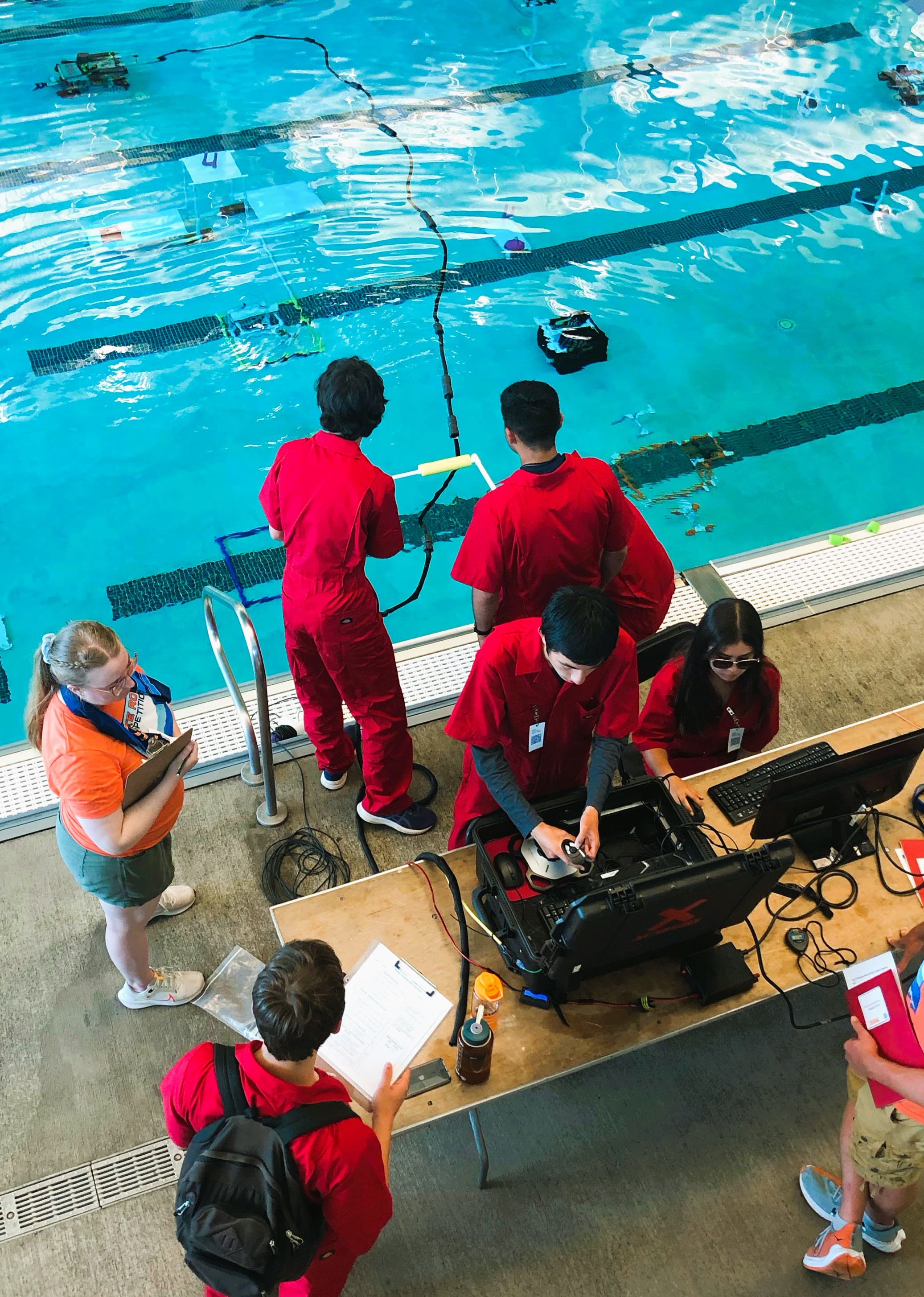 Team on their second run preparing to deploy their ROV